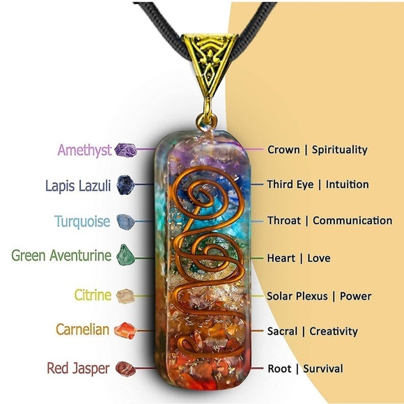 7 Chakra Necklace Handmade Healing Pendant Crystal Necklace - Picture 3 of 4
